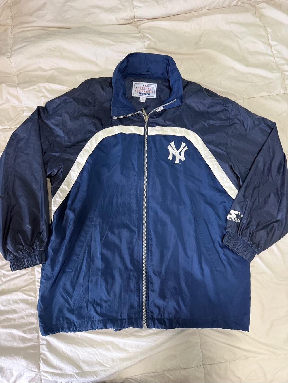 STARTER Navy and White New York Yankees Windbreaker Jacket